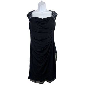 Scarlett Nite Black Lace Back Cocktail Dress With Ruched Detail And Draped Front